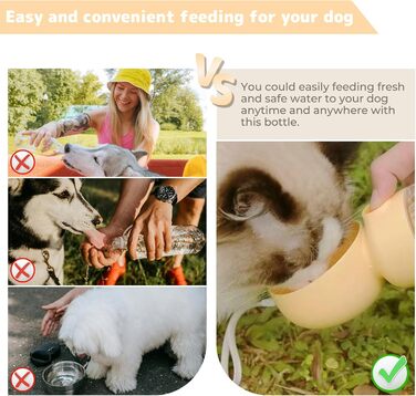 Водяна пляшка для собак BRIMFULITE з мискою та кормушкою, витривала та легка, для подорожей та прогулянок, зелена