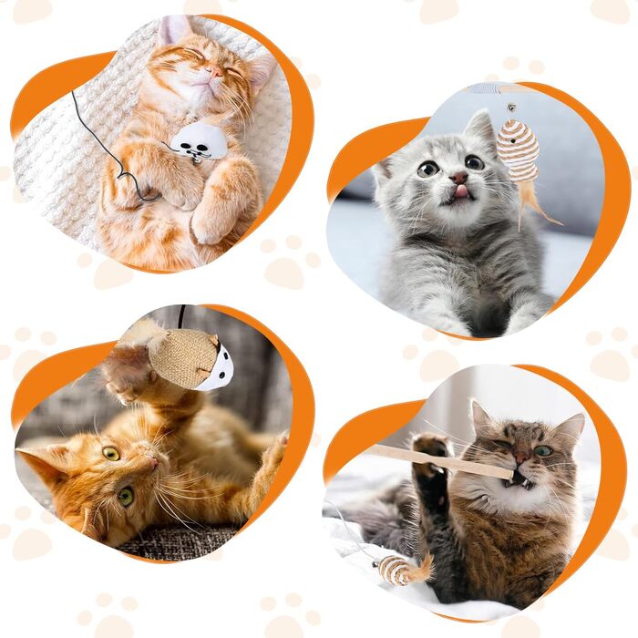 Кігтеточка-гойдалка для котів з платформою, сизаль, зручне ліжко з штучного хутра, іграшки для котів (2 м'яти, 4 дерев'яні, 1 інтерактивна джура), 5 шт.