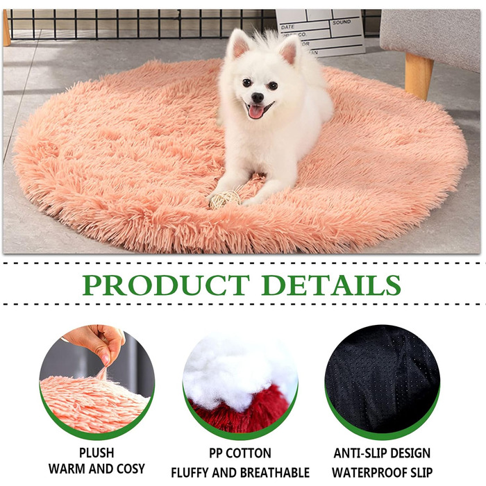 Килимок для собак та котів, м'який плюшевий лежак-матрац, діаметр 80 см, верблюжий колір