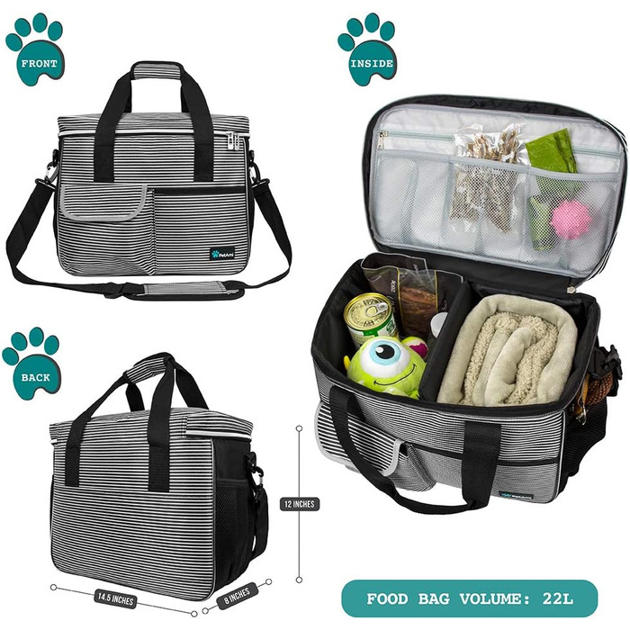 Сумка-органайзер для собак PetAmi: дорожня сумка для корму та аксесуарів, ідеальна для кемпінгу та подорожей з домашніми тваринами (середня)