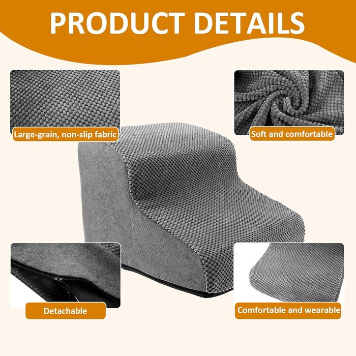 Сходинка для собак, ліжко-сходинка, 5 сходинок для маленьких собак, зручна та миюча, з неслизьким дном, для ліжка, дивану та авто, сіра, розмір S