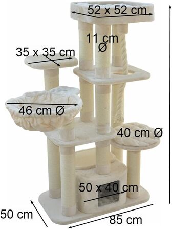 Котячий будиночок Nanook Memphis XXL - великий, з плюшем, для великих котів, 158 x 85 x 49 см, бежевий