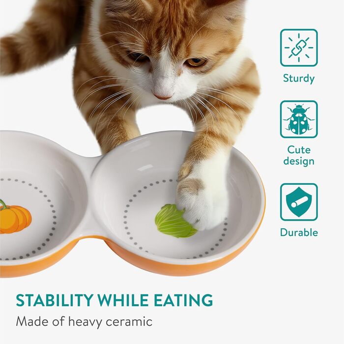 Набори мисок для тварин Navaris: для кошенят, морських свинок, кроликів - 2 шт. Кераміка, зелений/помаранчевий