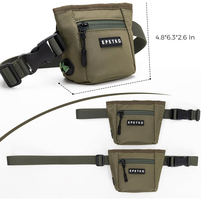 Сумка для ласощів для собак з магнітним закриттям, для дресирування, з відсіком для кульок для прибирання (зелена)