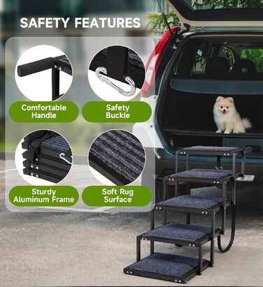 Рампа для собак у машину, складана, для великих собак, з антиковзким покриттям, 116x43x58 см