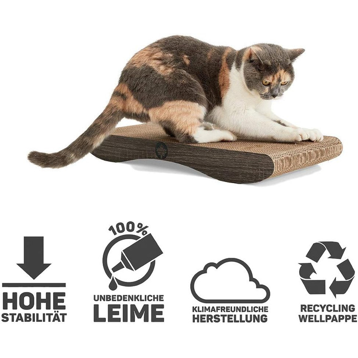 Когтеточка для котів CanadianCat Comet L XL, картон, з котячою м'ятою, 60x29x7 см, темно-сіра, дерев'яний дизайн