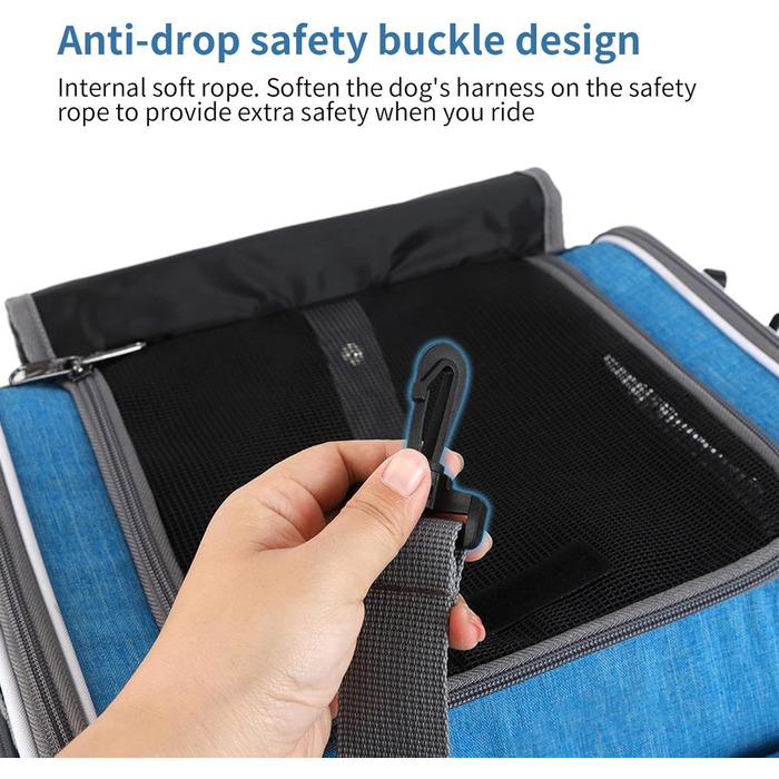 Велосипедний кошик для собак, рюкзак-переноска на переднє кріплення, з регульованими ременями, дихаючий, вентильований дизайн для маленьких собак, велосипедні поїздки, подорожі, переноска для активного відпочинку та транспортування домашніх тварин, блакит