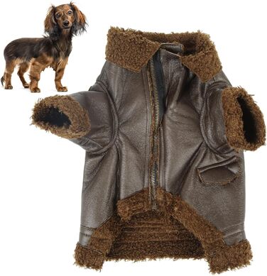 Зимовий шкіряний теплий одяг для собак Pssopp, куртка з PU-шкіри, зручний підклад з фетру, для маленьких, середніх та великих собак, розмір M