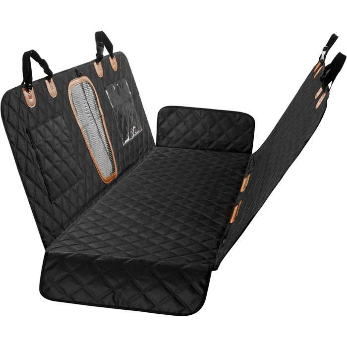 Захисний коврик для собаки в авто 137x147 см, з кріпленням на ремінь безпеки, водовідштовхуючий, стійкий до подряпин, чорний, для легкових автомобілів, позашляховиків, вантажівок