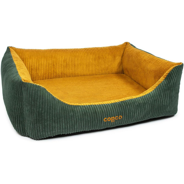 Крісло-лежанка для собак CopcoPet, зелено-жовте, 70x55 см, для маленьких собак, з неслизьким дном, захищає суглоби