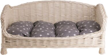 Корзина для тварин з лози - лежанка для собак та котів з м'якою подушкою