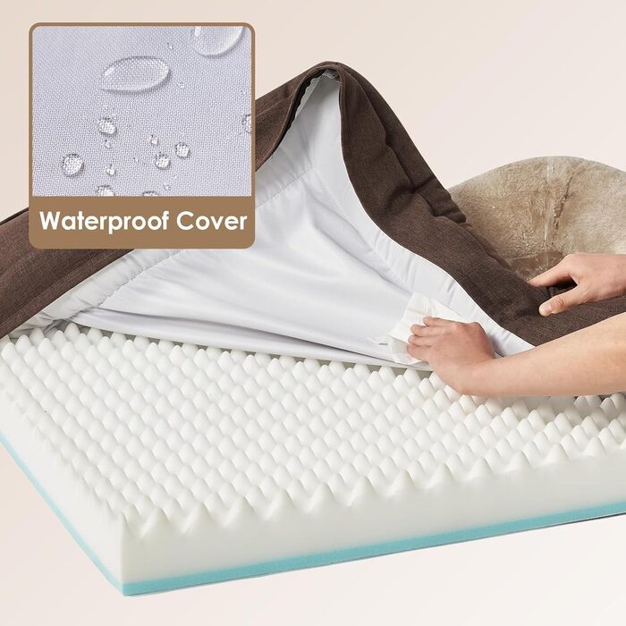 Ортопедичне ліжко для собак великих порід EHEYCIGA, 106x76x18.5 см, з піною з пам'яті, миється, водонепроникне, коричневе