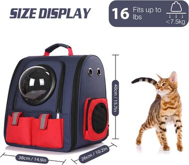 Рюкзак для собак та котів PETCUTE - зручний та дихаючий рюкзак-переноска для прогулянок на 16lbs (7.2 кг)