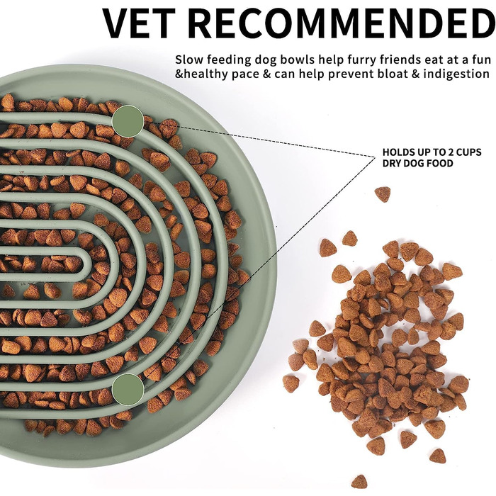 Повільний годівник для собак та котів, миска з силікону, пазл для здорового харчування, нековзна, для миття в посудомийній машині, сіро-зелений, без BPA