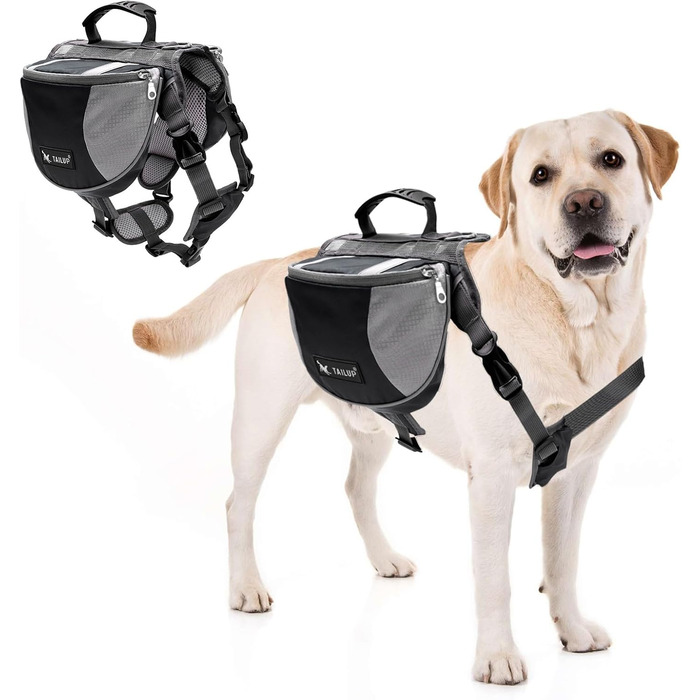 Шлейка для собак середніх та великих порід PETCUTE, чорна, з ручкою, для прогулянок, тренувань, відбиваючі елементи, водонепроникна (M)