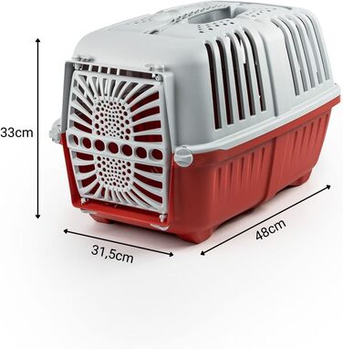 Транспортний бокс для собак Lionto з міцного переробленого пластику, 55x36x36 см, з практичним замком та ручкою, підходить для котів та дрібних тварин, для тварин до 15 кг, сірий