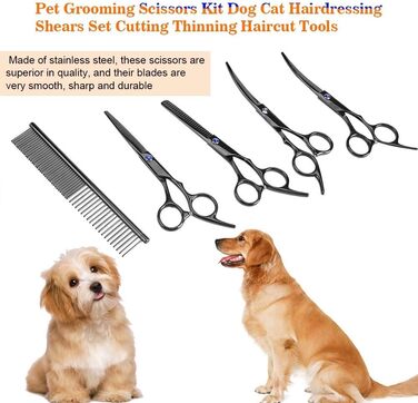 Набір тримерів для тварин зі сталі (7 шт.) - догляд за шерстю собак та котів