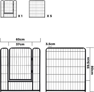 Вольєр для цуценят Froadp 6-TLG, 65 x 80 см: загон для собак, вольєр, огорожа, 6 елементів