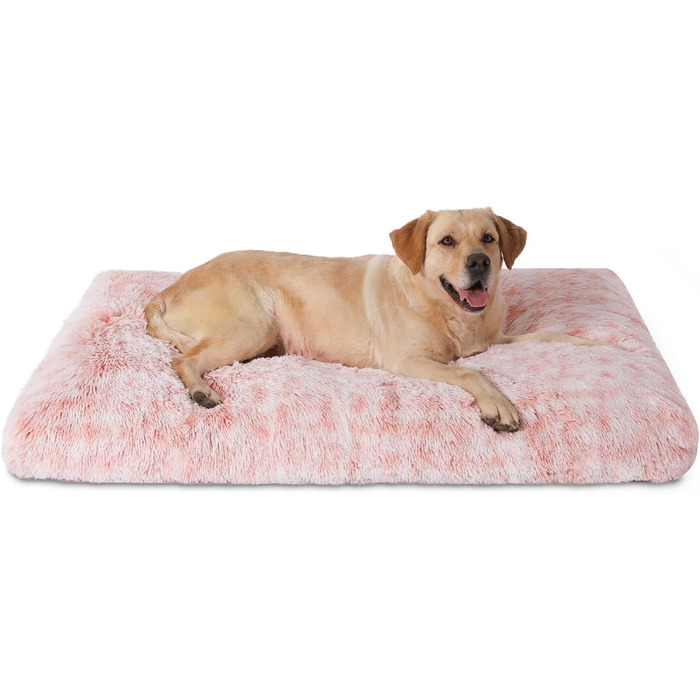 Водонепроникне собаче ліжко Bedfolks знімним, пральним чохлом, м'яким штучним хутром для великих собак, 88,9 x 58,4 см, темно-сірий (X-Large, рожевий)