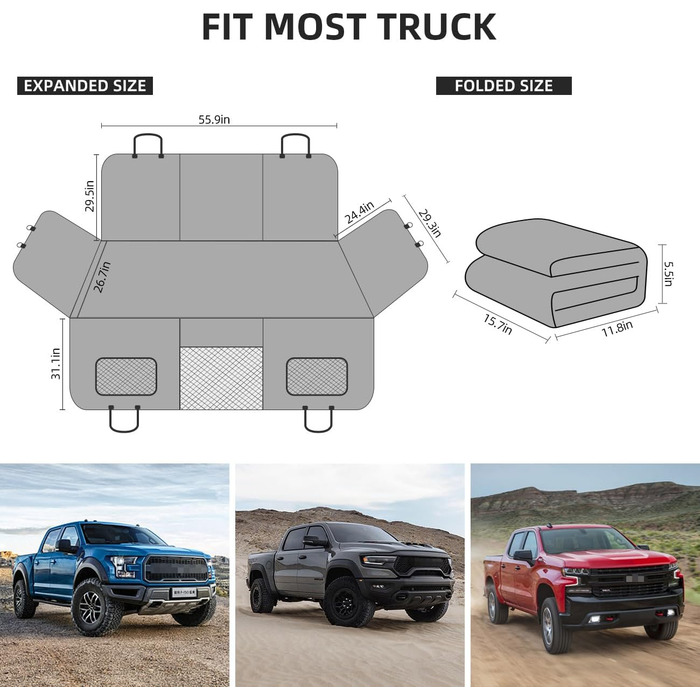 Чохол на сидіння для собак ABE, універсальний для вантажних автомобілів, авто та заднього сидіння, чорний (F150, F-Series)