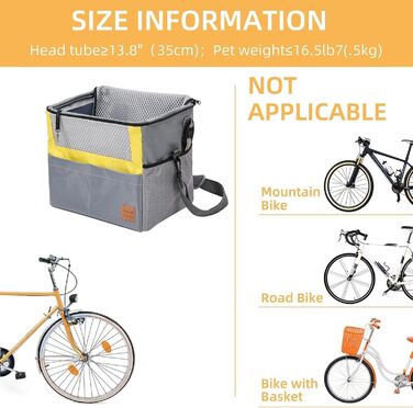 Корзина для собаки на велосипеді | Дихаюча переноска для тварин на блискавці | Корзина для цуценят з кишенями для подорожей, покупок, кемпінгу, прогулянок