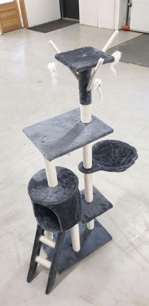 Ігровий комплекс для котів: дерево-драпалка з будиночком та лежаком, 138 см, F014