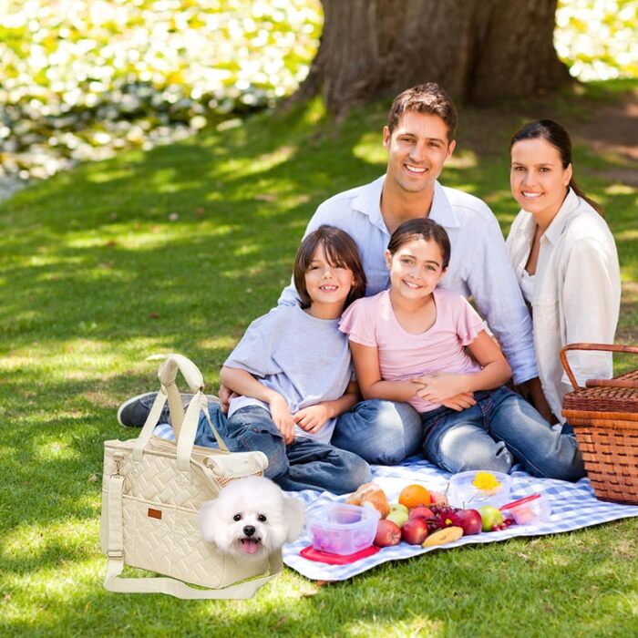 LCUHAVA Сумка-переноска для собак маленьких порід, до 5 кг, 41 x 30 x 18 см, складана, дихаюча, з ременем безпеки, для собак, кроликів, котів