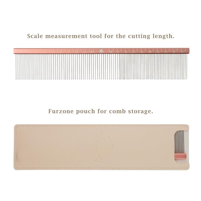 Гребінець для собак Furzone 2-в-1: металева гребінець для Віндхаундів (дрібний/середній зуб), 101 штифт з нержавіючої сталі, легка ручка з алюмінію, 22 см, професійний догляд