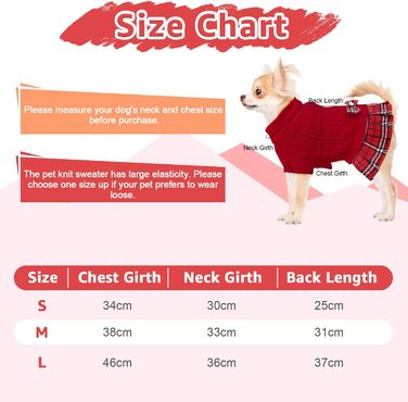 Пуловер для собак SlowTon, теплий пуловер з коміром-горловиною для маленьких та середніх собак, зимовий пуловер з отвором для повідка, червоний в клітинку, розмір S