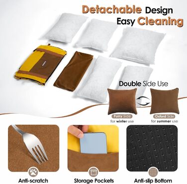 Автомобільний лежак для собак, до 15 кг, з висувним лежанком, знімний, з кишенями, з ременями безпеки (зелений)