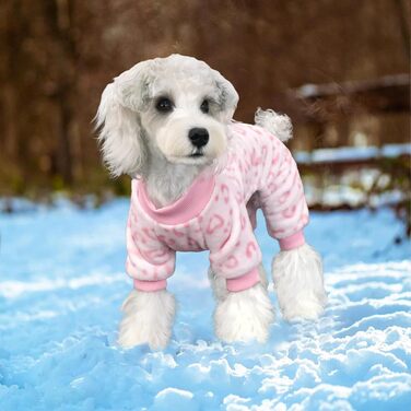 Піжама для собак XPUDAC, фліс, теплий пуловер для маленьких та середніх собак, дівчаток та хлопчиків, м'яка зимова одежда для собак, розмір S, M (груди 15', 16.5'), рожевий леопардовий принт