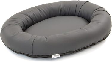 Wallace & Jones Преміум лежанка для собак Болтон, 63x50 см, штучна шкіра, для маленьких собак, темний сірий колір
