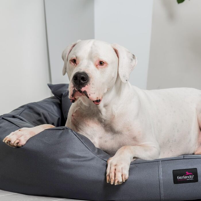 Ортопедичне ліжко для собак Tierlando® ARES з поліестеру з вийманою віско-матрацом, 125x105 см, сірий
