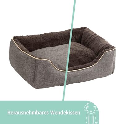 Ліжко для домашніх тварин Kerbl Samuel, 50x40x15 см, сірий/темно-сірий, поліестер, знімний поворотний подушок, придатне для прання при 30°C