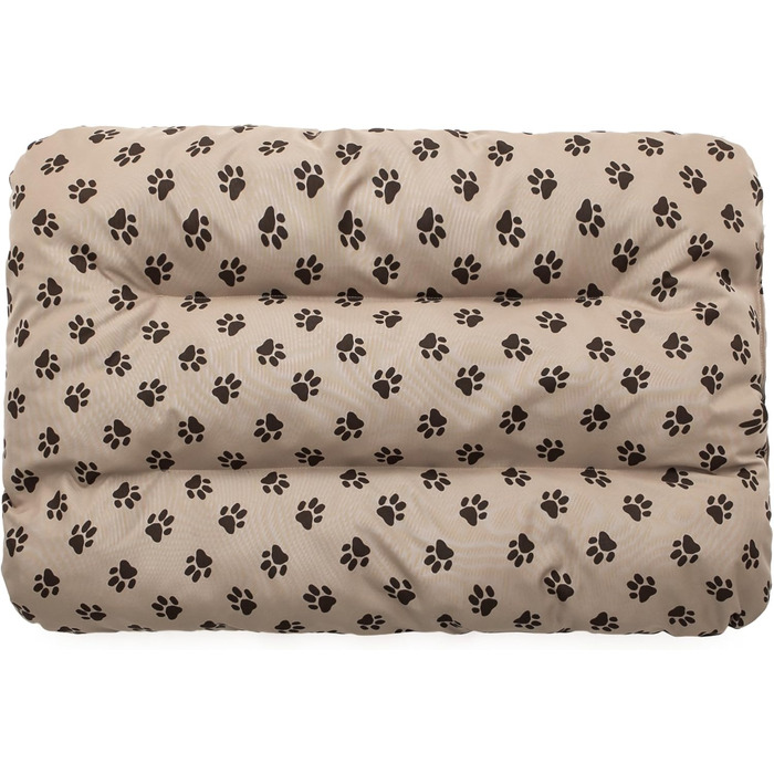 М'який лежак для собак, лежанка-софа для тварин, подушка для собак, корзина для собак, м'яке ліжко для собак, 90 x 60 см, бежевий, R1, з принтом лапок