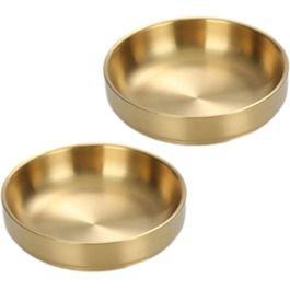 Миски для котів з нержавіючої сталі, 2 шт. - миски для сухого та вологого корму, нержавіюча сталь 304 (Золотий)