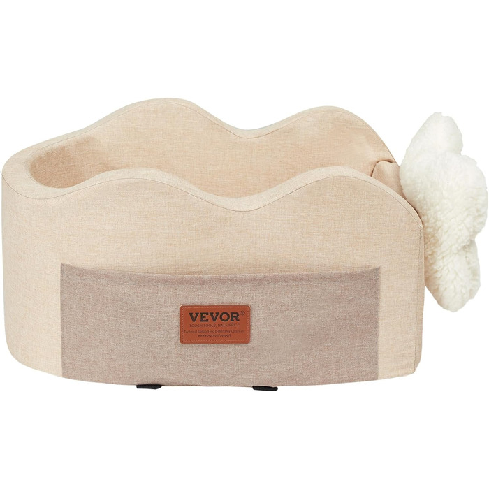 Автомобільне ліжко для собак VEVOR, водовідштовхувальне, з ручками та кишенею, безпечний поводок, наповнювач PP-бавовна (Світло-коричневе, Extra Small)