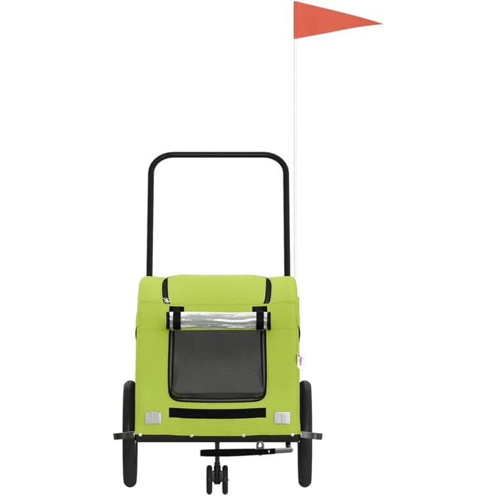 Фургон для собак Fasba: велосипедний причіп для тварин з відбивачами, прапором, зелений, 63,5 x 124,5 x 66 см