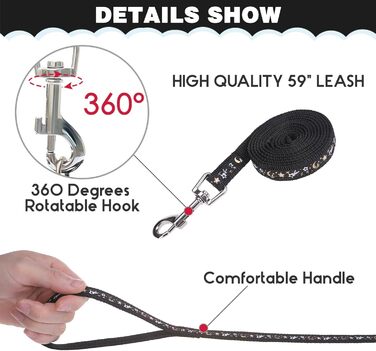 Шлейка для кота PAWCHIE з повідком та нашийником, вихідний замок, регульована, світиться в темряві, для кошенят, прогулянки на вулиці, чорний, середній