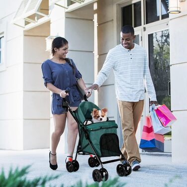 Візок для тварин Wedyvko, легкий туристичний візок для собак та котів до 15 кг, темно-зелений