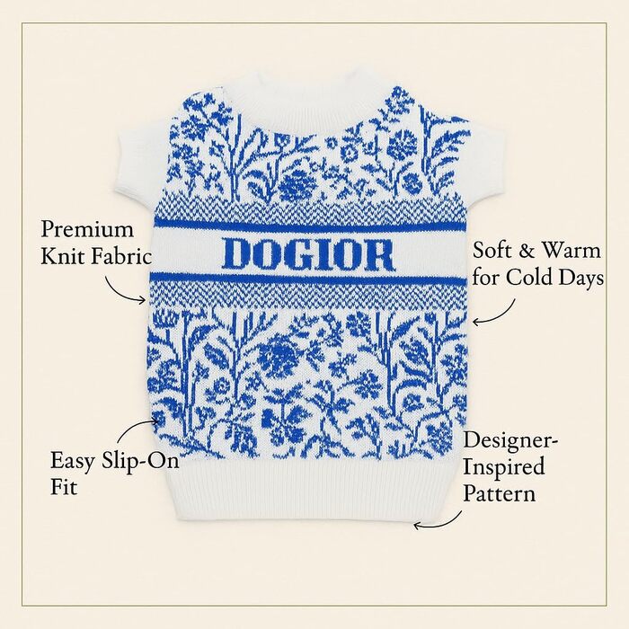 Одяг для собак: сорочки та светри Dogior, розміри XS, S, M. Підходять для Французьких Бульдогів, Даксів, Чихуахуа та інших порід.