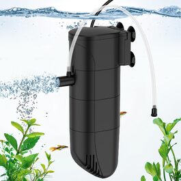 Внутрішній фільтр для акваріума fishkeeper 6W, регульований потік 400 л/год, триступенева система очистки з вугіллям та губкою, для акваріумів до 200 л