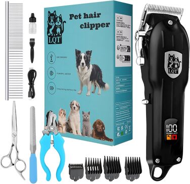 Машинка для стрижки собак, акумуляторна бездротова тиха, для котів та інших тварин, чорна