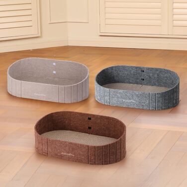 Кразборд для котів FUKUMARU: диван з крафт-паперу, 61 см, з м'яким лежаком, коричневий