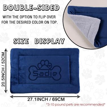 Персоналізована килимок для собак, індивідуальне собаче ліжко для вольєру, миється, килимок для сну домашніх тварин, подарунок для любителів собак і котів, 69x52 см, блакитний