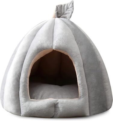 ALLSOPETS будиночок-іглу для котів і собак, м'яке ліжко XL знімна подушка, сірий, для малих тварин