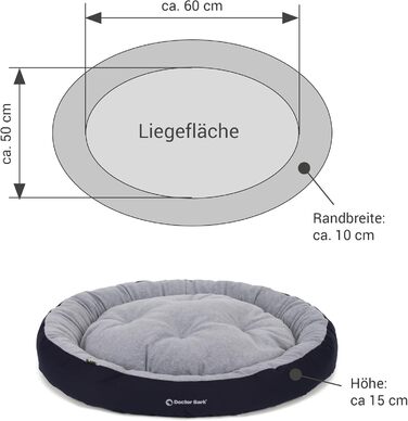 Кругле ліжко для собак середніх порід Doctor Bark GreenLabel, 60x50 см, колір кобальт
