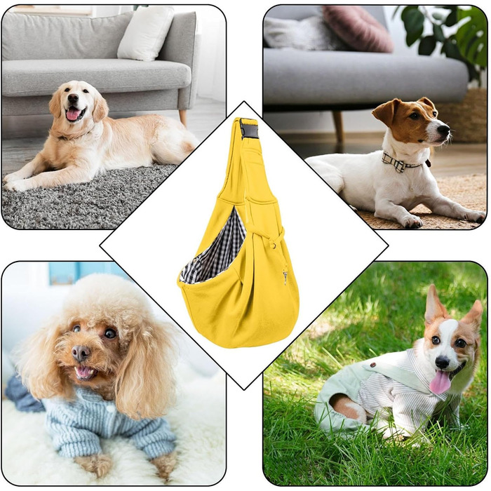 Транспортна сумка для собак - переноска для маленьких собак, безпечна, з можливістю носіння на руці, перекидна, для маленьких тварин, з регульованим ремінцем, жовта