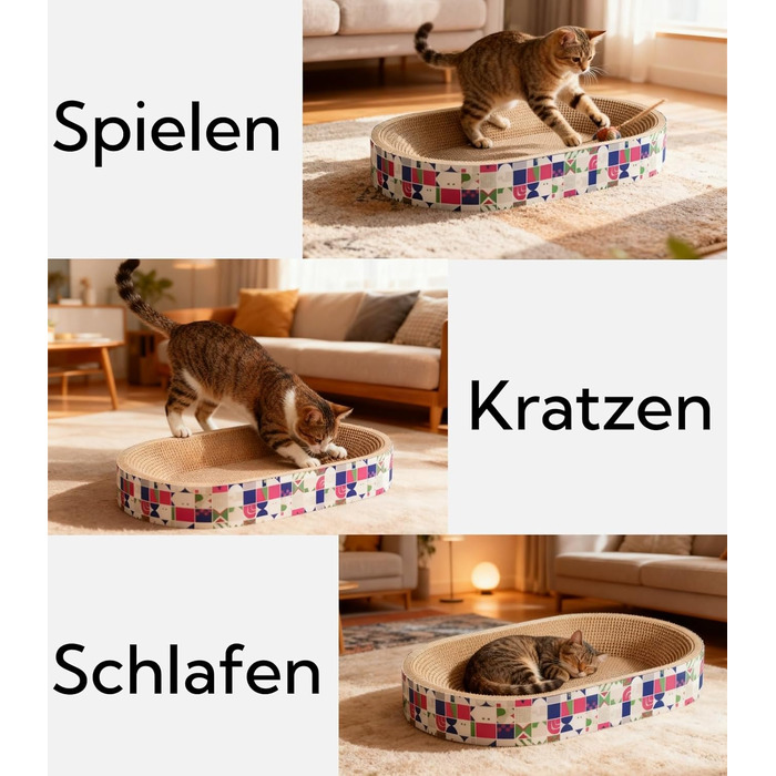 Кігтеточки для котів 2 шт. - овальні, 61 см, з лежаком, з картону, XXL (60x40x9 см)