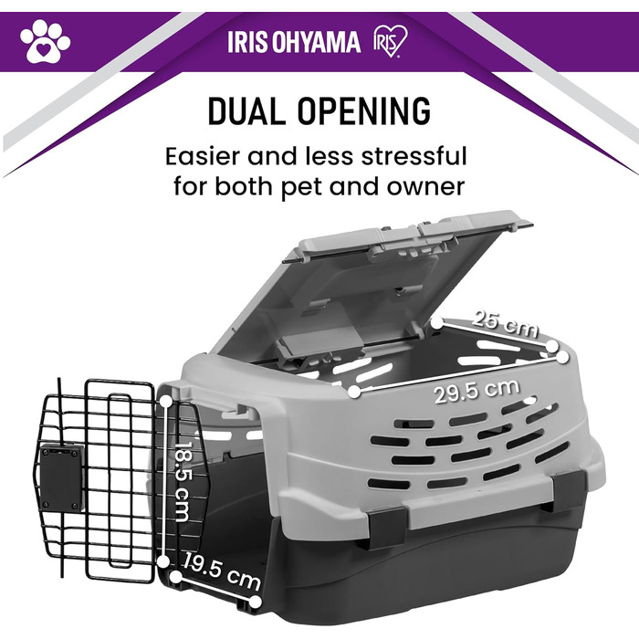 Транспортний бокс для кота Iris Ohyama 36.5л, сірий, 49x30.5x24.8 см, міцний, BPA-free